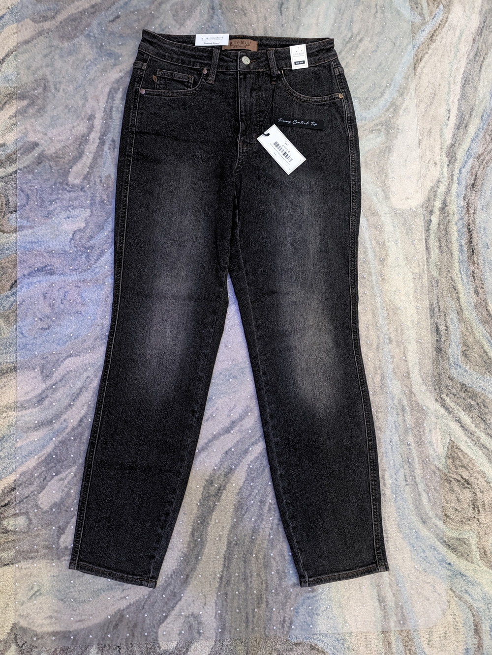 NWT Judy Blue Mid-Rise Black Tummy Control Slim Leg Jeans